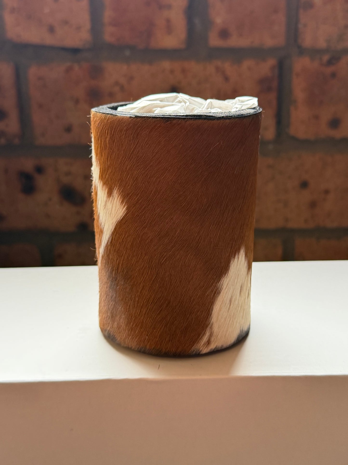 Bottle size cowhide stubby cooler #2