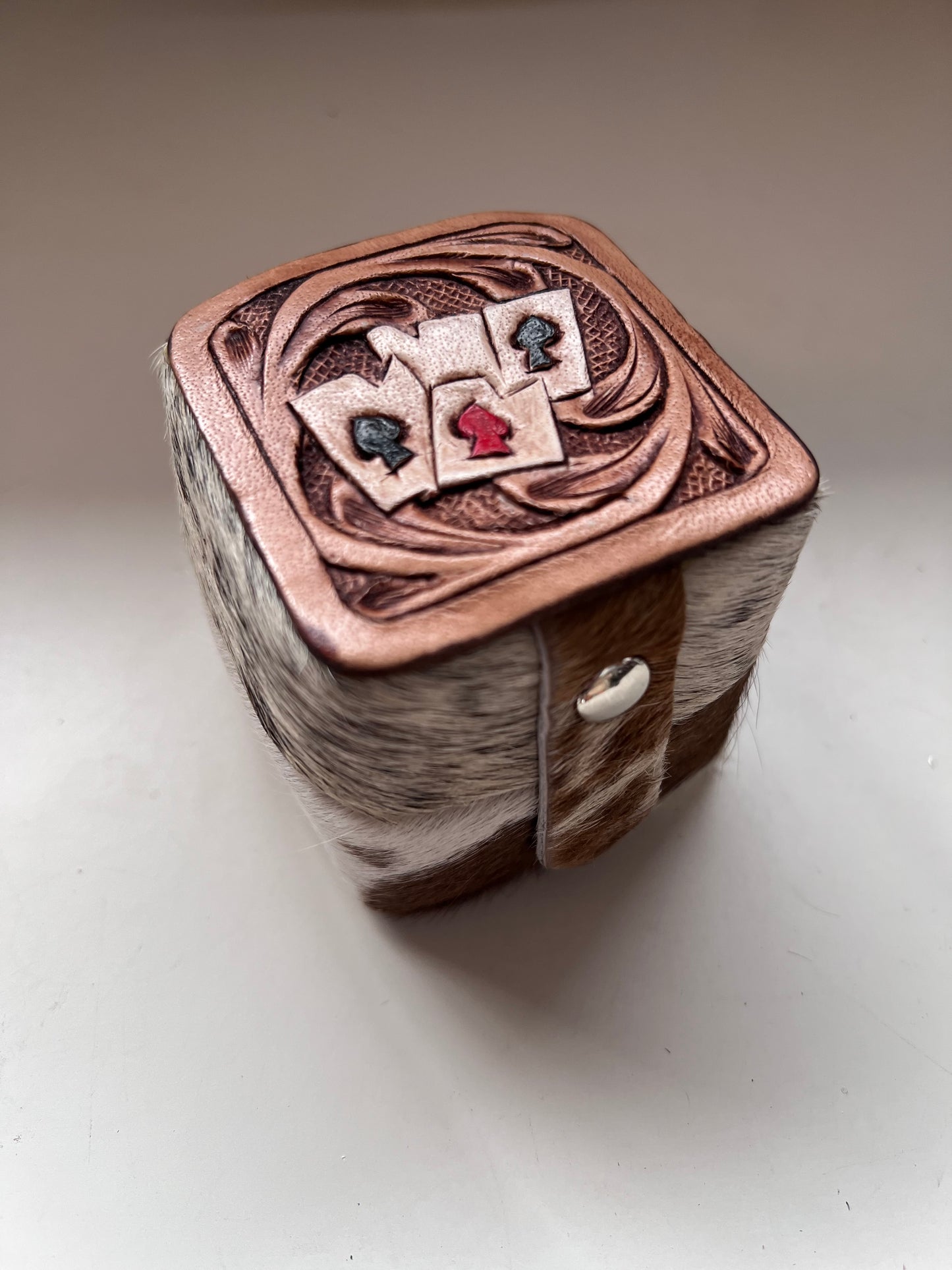 Tooled cowhide ring box #2