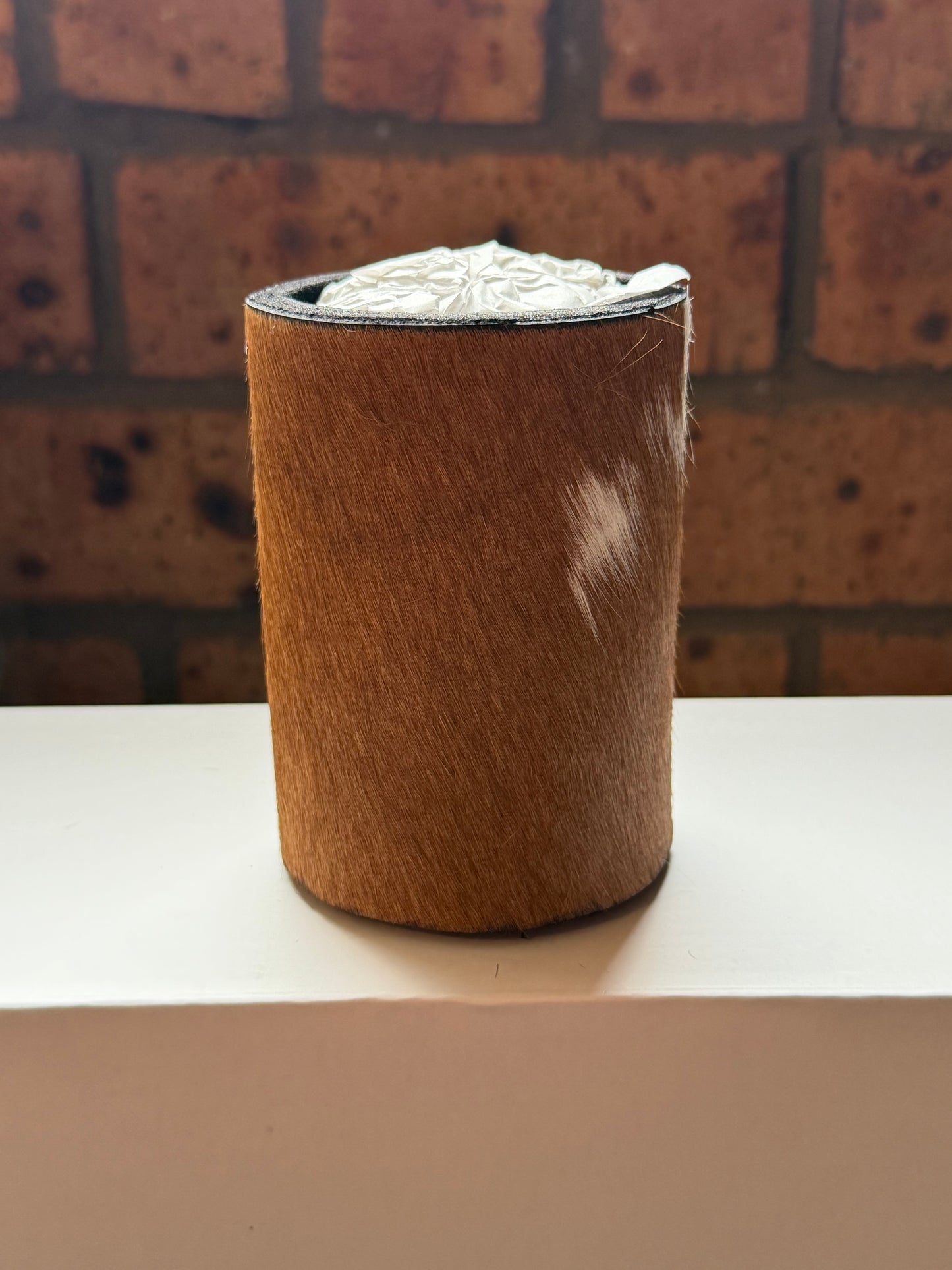 Bottle size cowhide stubby cooler #3