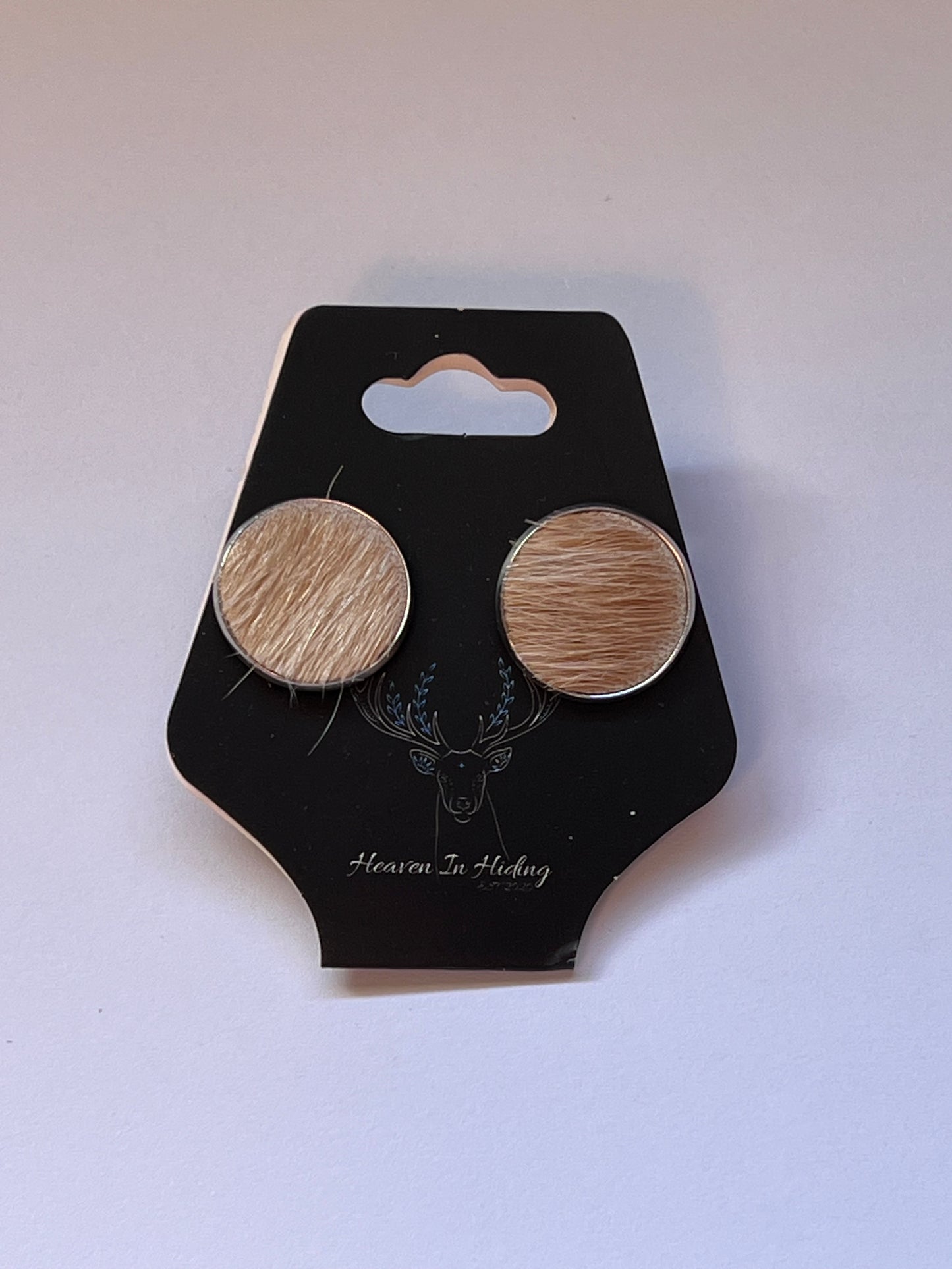 16mm stainless steel cowhide stud earrings #3