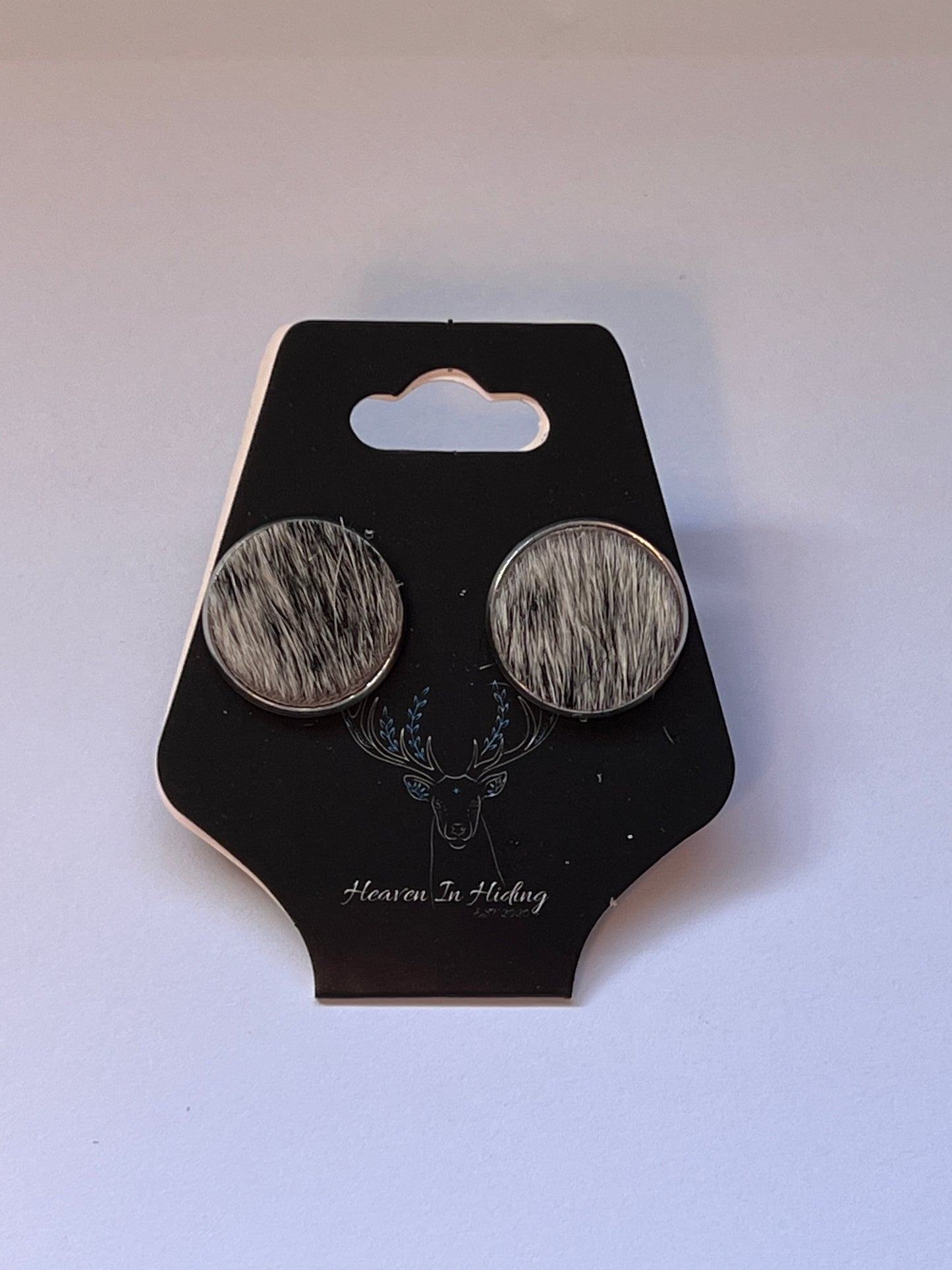 16mm stainless steel cowhide stud earrings #2