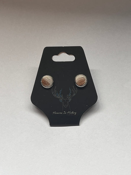 8mm stainless steel cowhide stud earrings #1