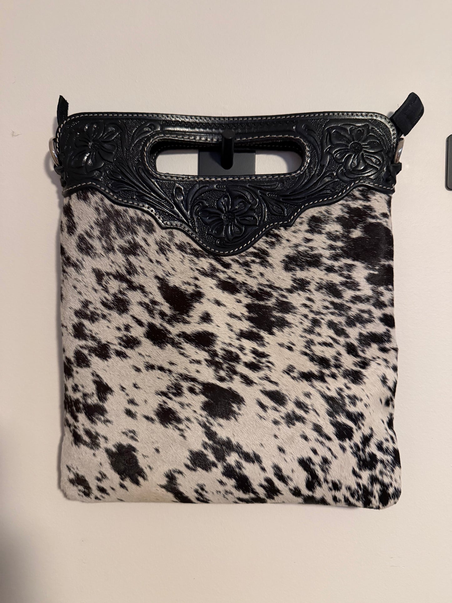 Tooled cowhide bag