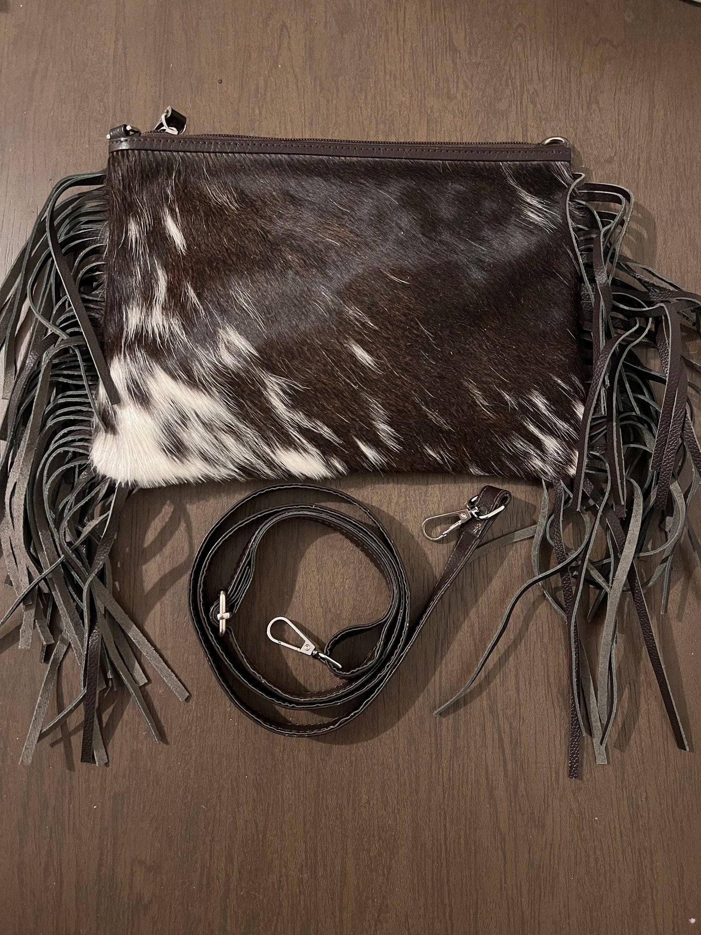 Tassel cowhide crossbody bag