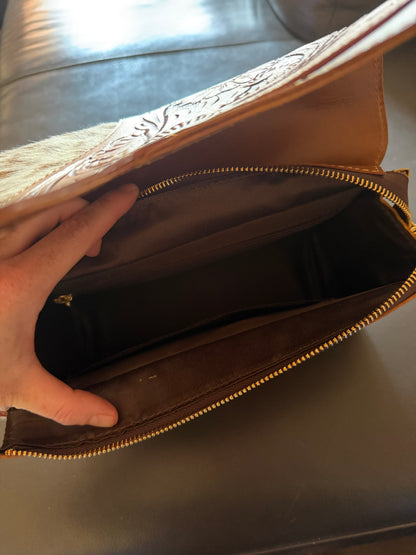 Tooled cowhide bag #1