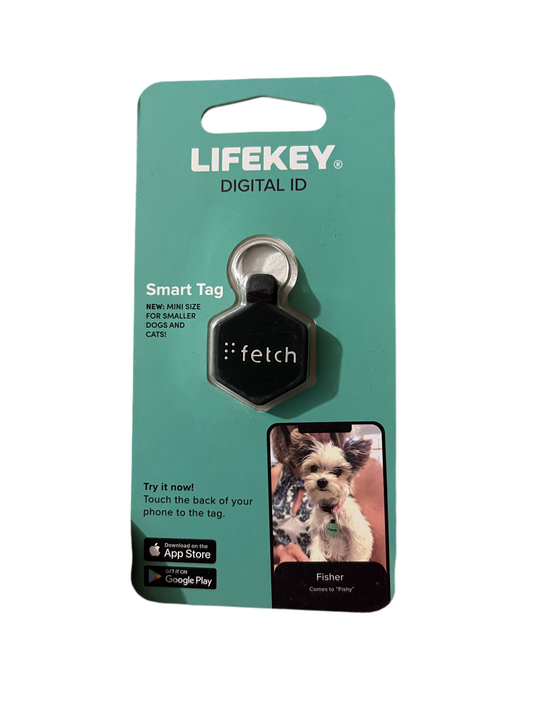 Black small lifekey fetch pet ID tag