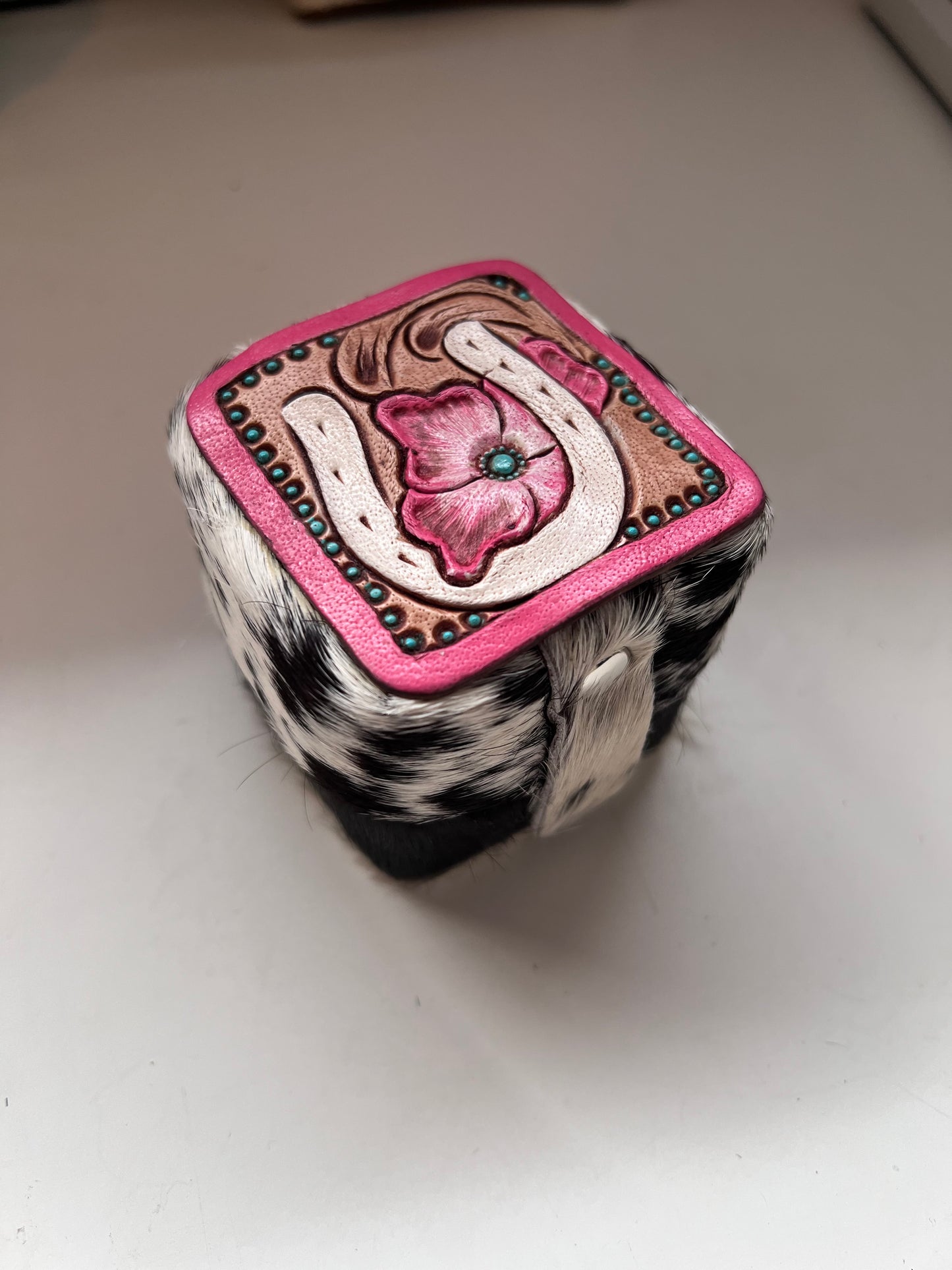 Tooled cowhide ring box #5