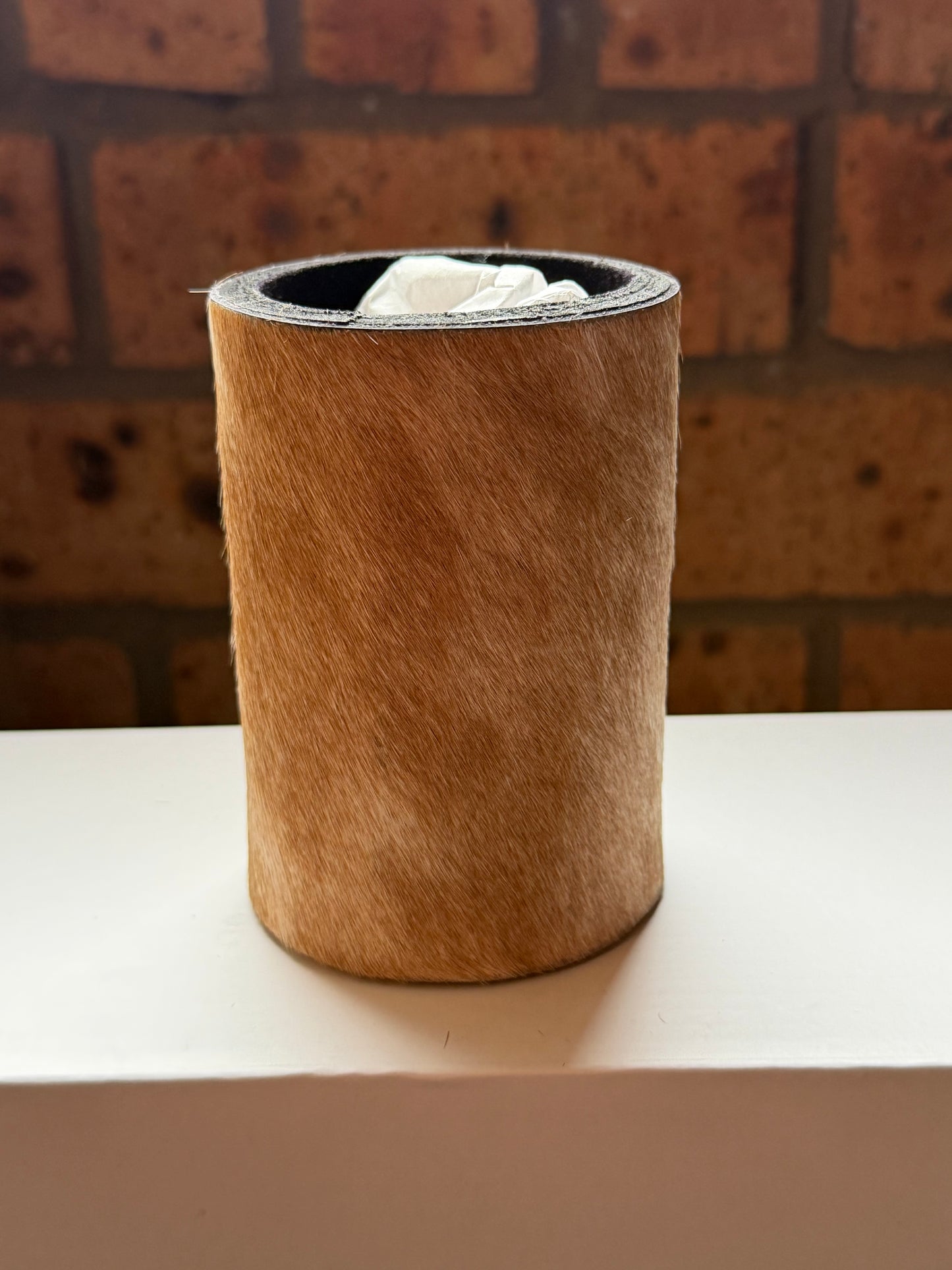 Bottle size cowhide stubby cooler #4