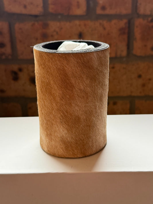 Bottle size cowhide stubby cooler #4
