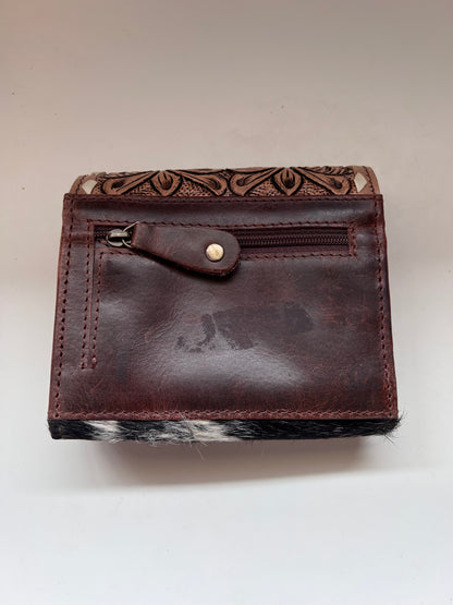 Tooled cowhide mini wallet #3