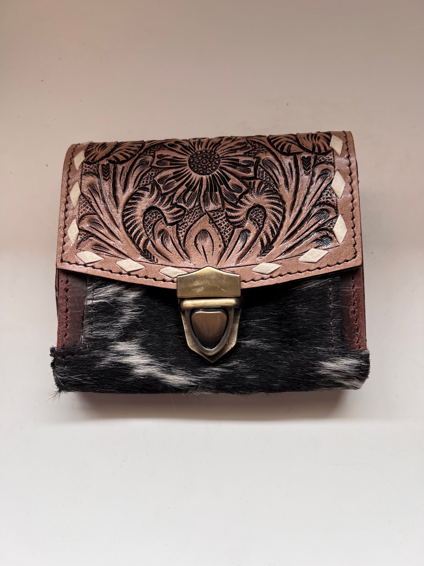 Tooled cowhide mini wallet #3