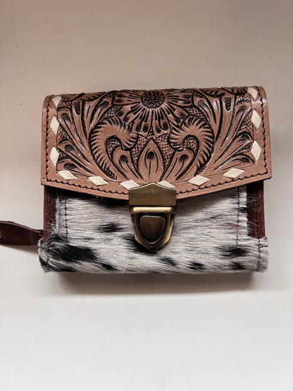 Tooled cowhide mini wallet #2