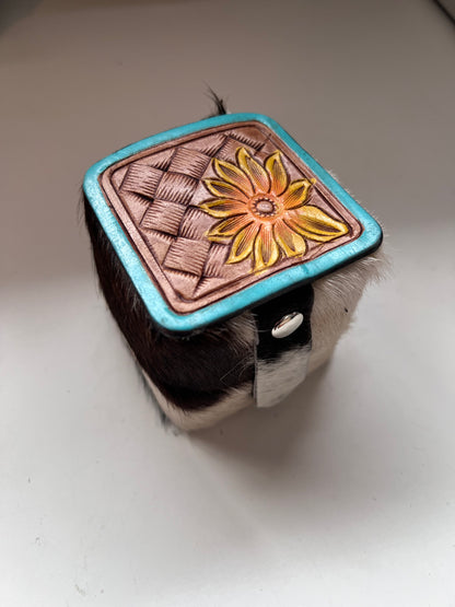Tooled cowhide ring box #6