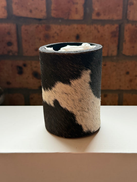 Bottle size cowhide stubby cooler #5