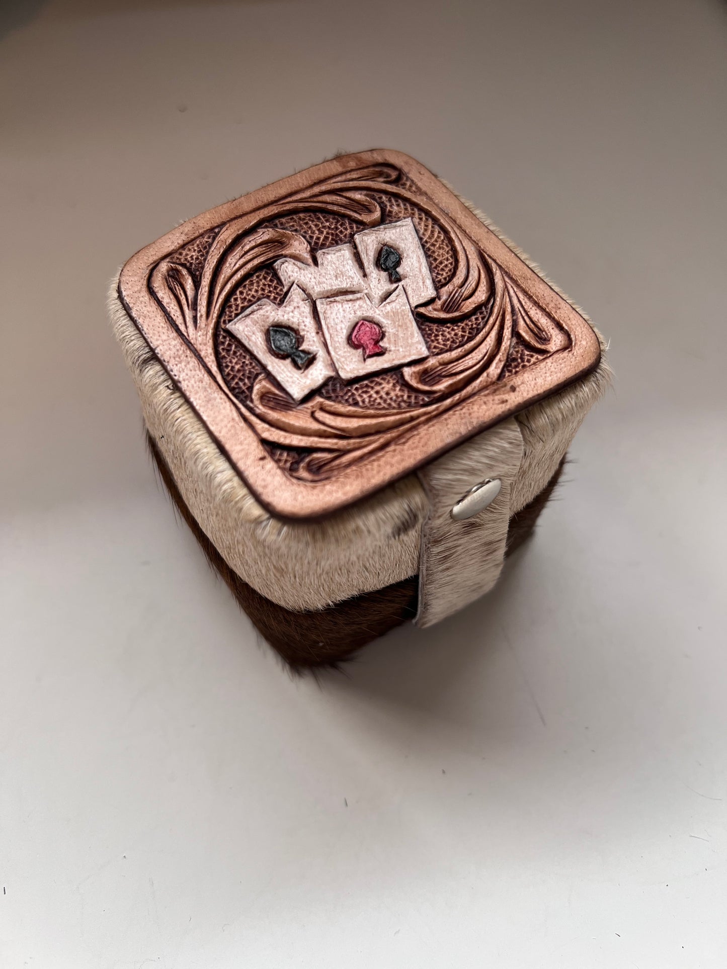 Tooled cowhide ring box #4