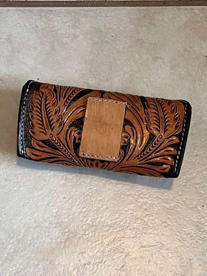 Tooled leather sunglasses case #1