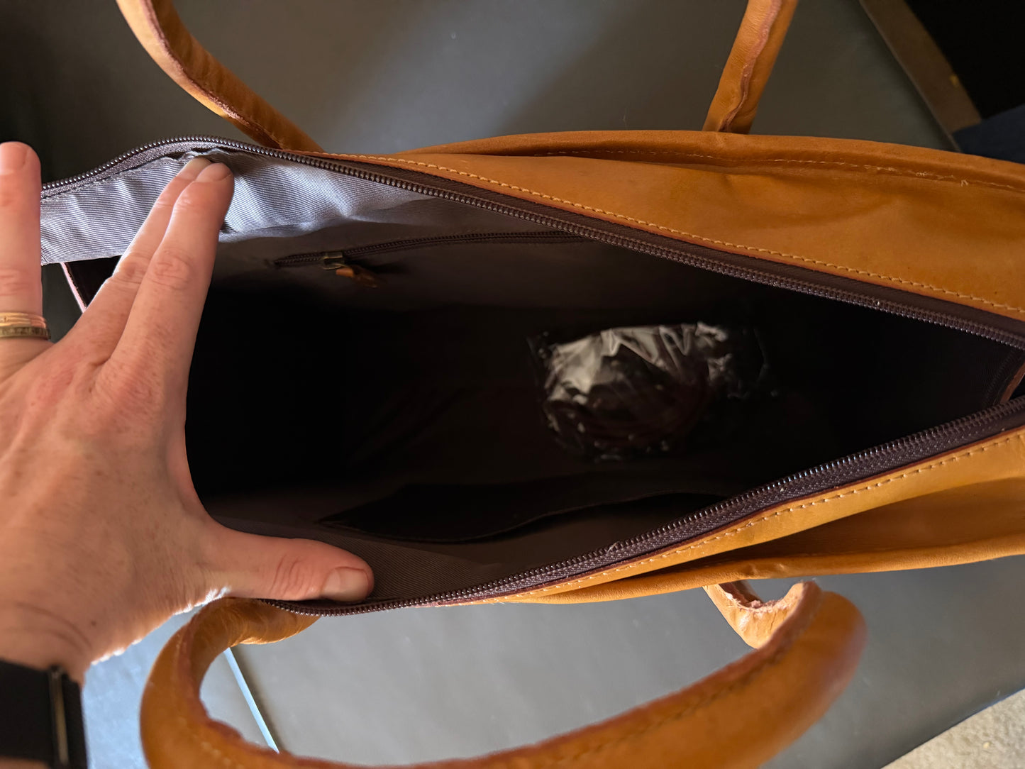 Tooled cowhide tote bag #2