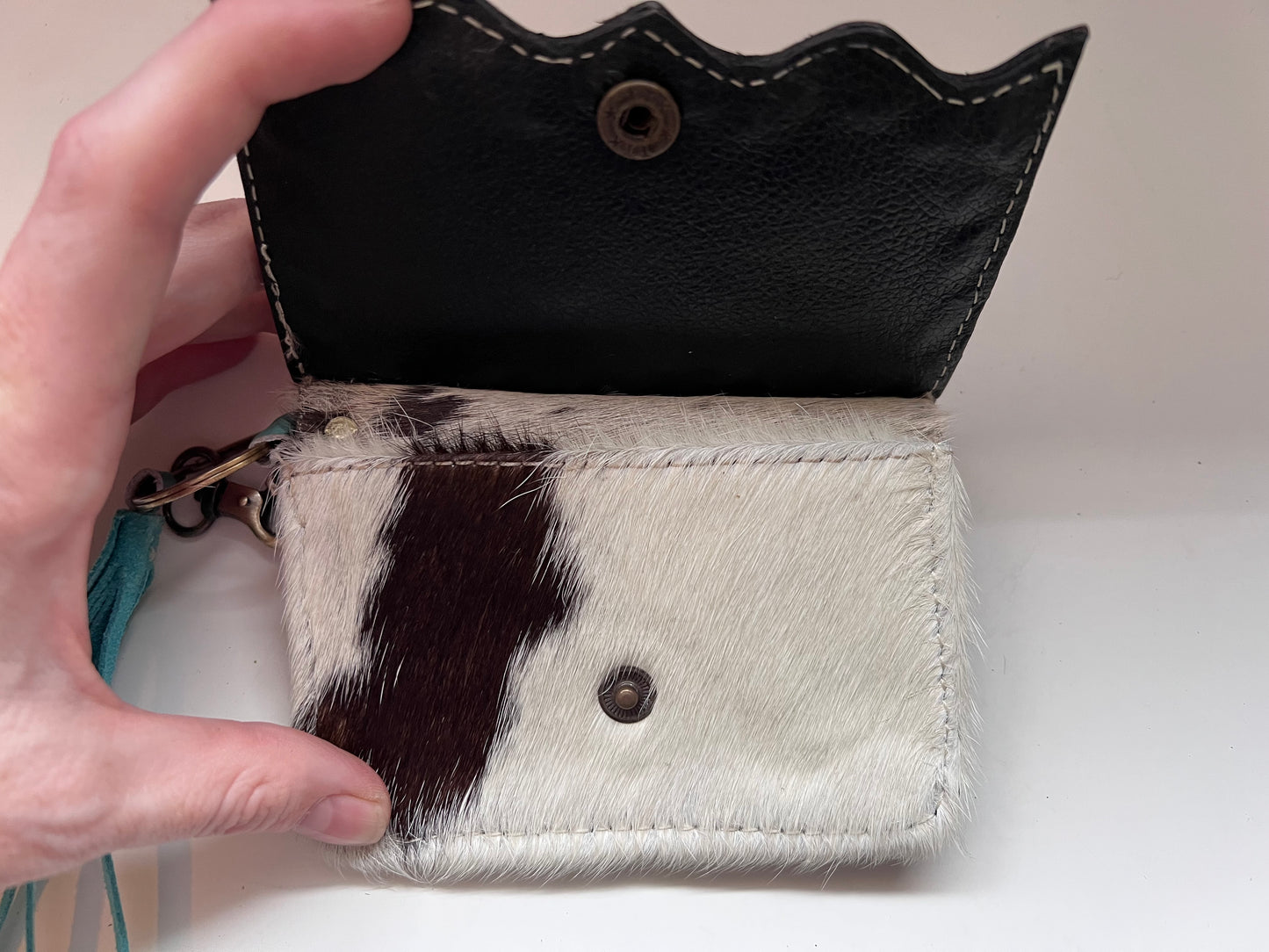 Tooled cowhide card wallet #4