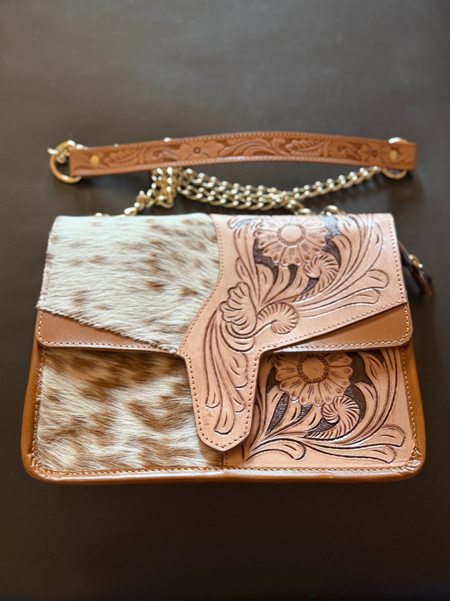 Tooled cowhide bag #3
