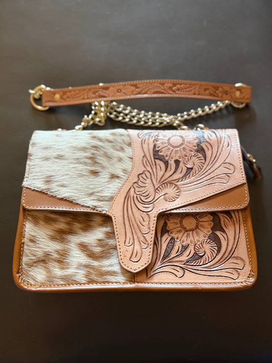 Tooled cowhide bag #3