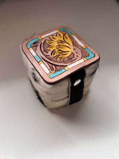 Tooled cowhide ring box #3