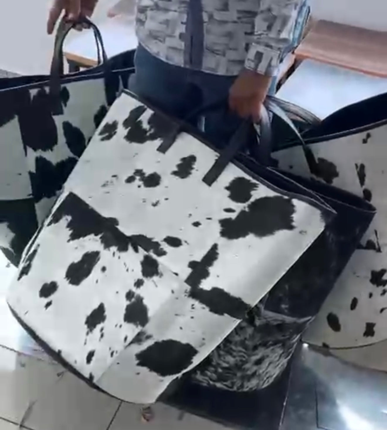 PRE ORDER - Cowhide laundry/toy baskets