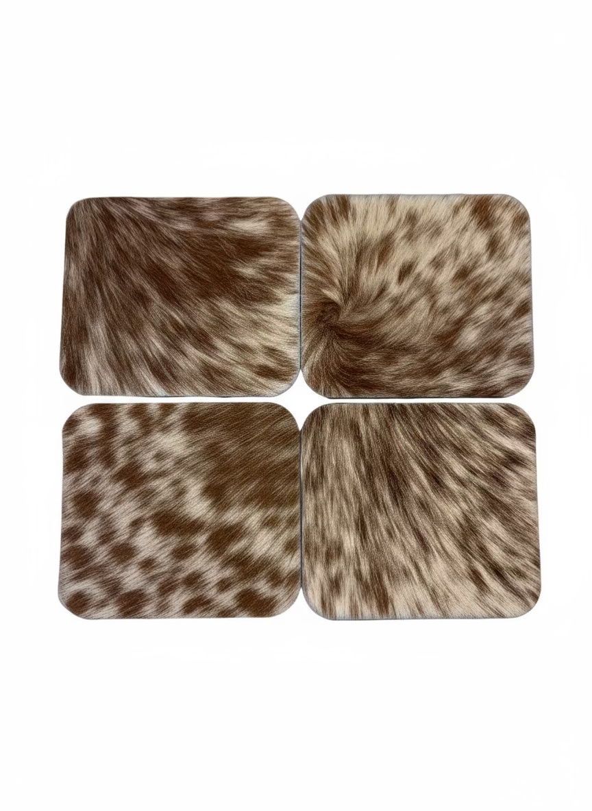 Cowhide coaster set #10