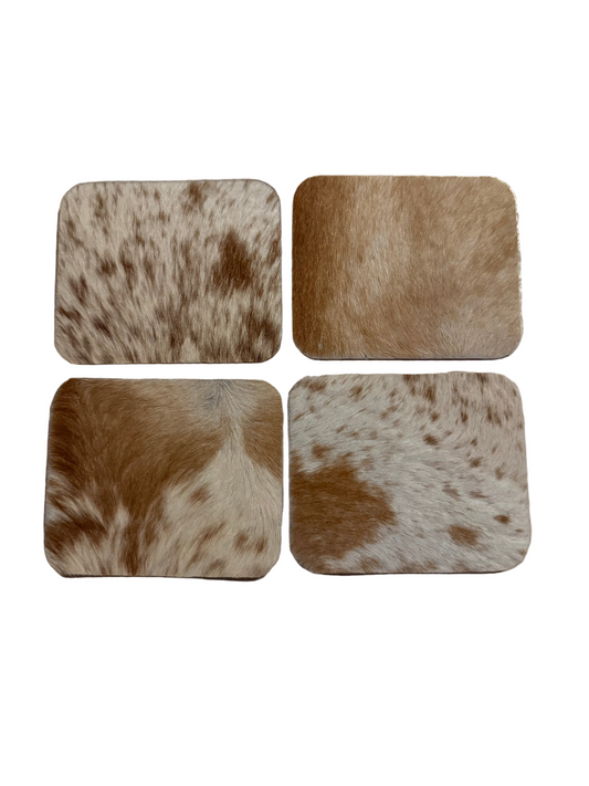 Cowhide coaster set #11