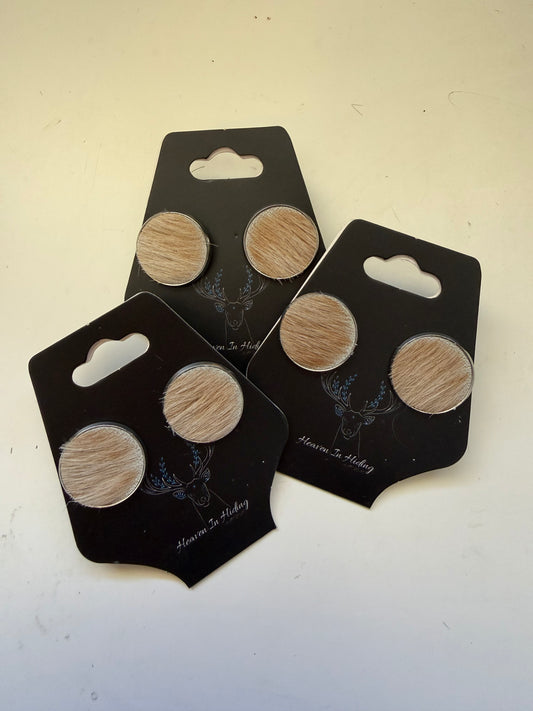 16mm cowhide stud earrings CHAMPAGNE