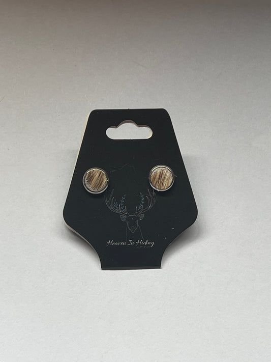 8mm stainless steel cowhide stud earrings #3