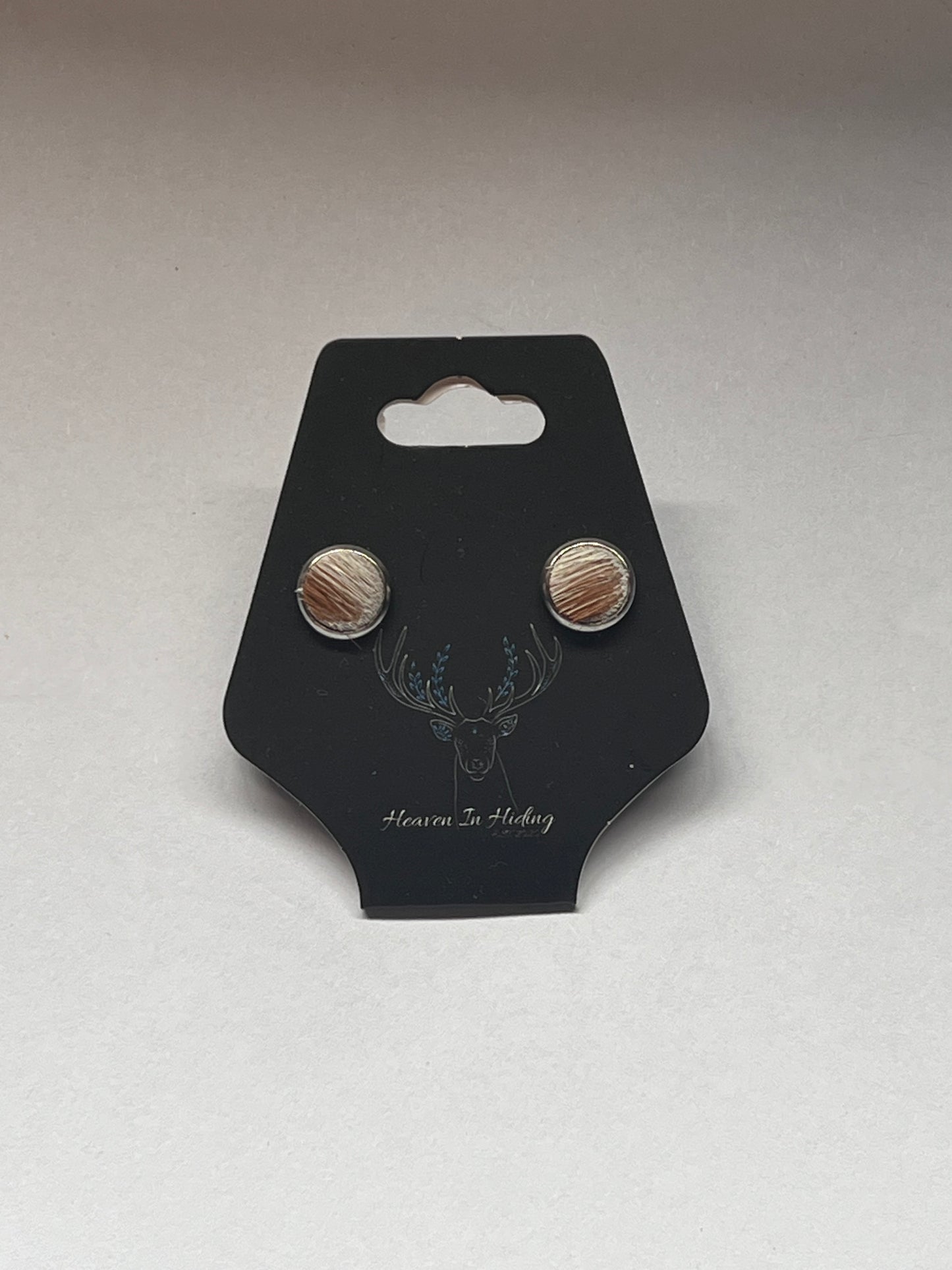 8mm stainless steel cowhide stud earrings #1