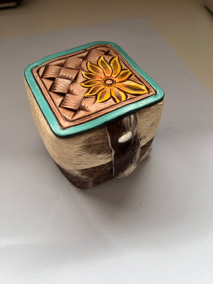 SECONDS Tooled cowhide ring box