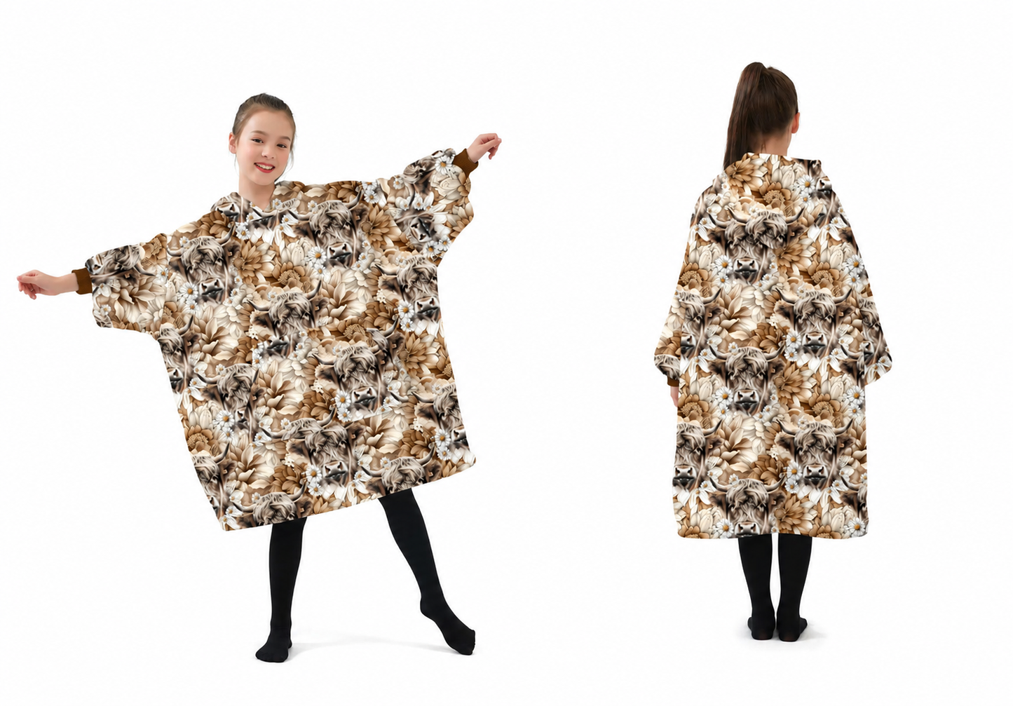 PRE ORDER - Kids highland daisy hooded blanket