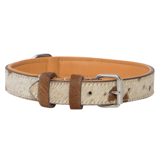 SECONDS Cowhide & leather dog collar TAN SIZE SMALL