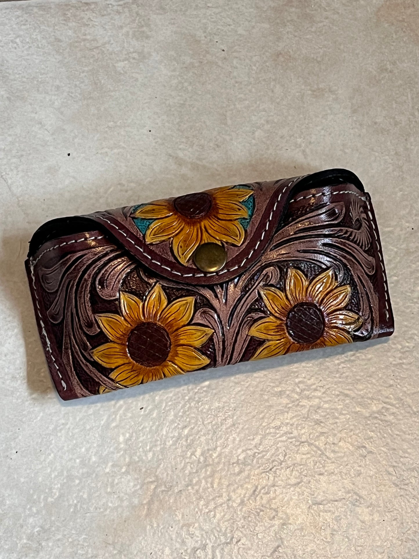 Tooled leather sunglasses case #2