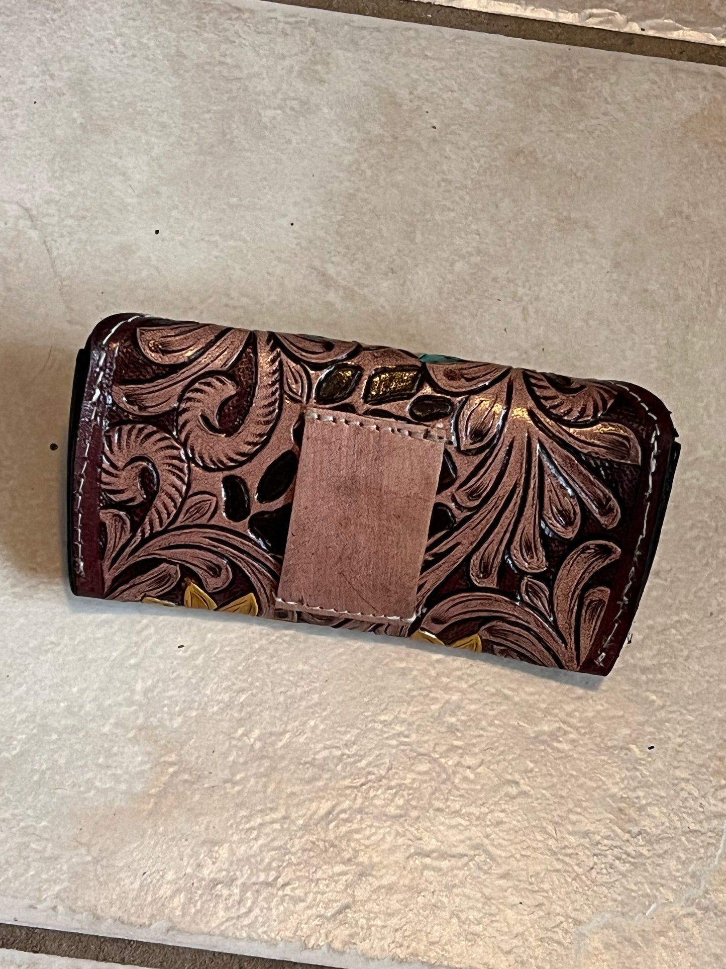 Tooled leather sunglasses case #2