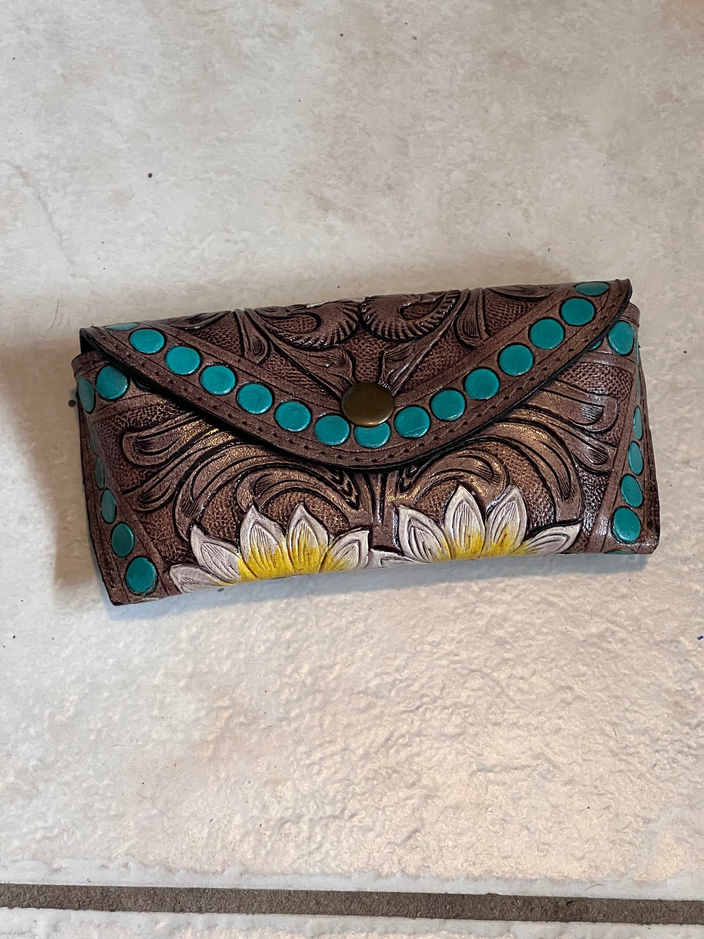 Tooled leather sunglasses case #3