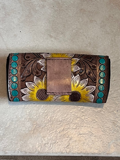 Tooled leather sunglasses case #3