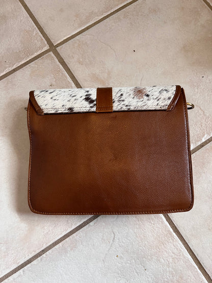 Cowhide buckle handbag