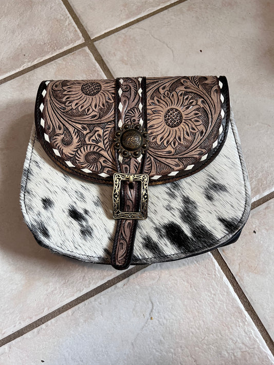 Tooled sunflower buckle bag #3