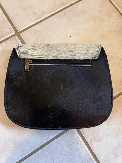 Double pocket cowhide handbag #1