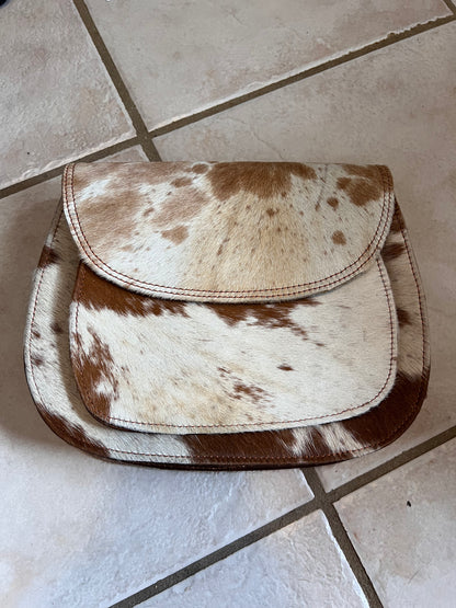 Double pocket cowhide handbag #3