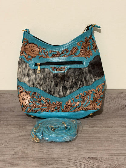 Tooled cowhide handbag #1