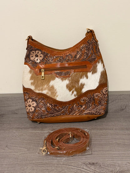 Tooled cowhide handbag #3
