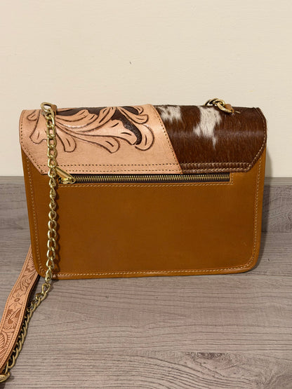 Tooled cowhide chain bag #2